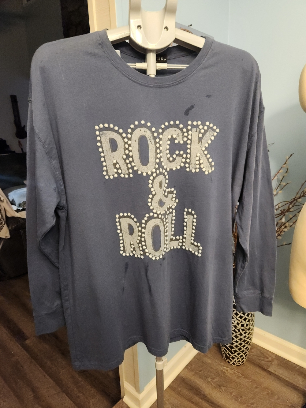 Rock & Roll Studded Navy Long-Sleeve Tee - Women